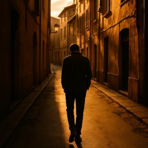 Un hombre camina cabizbajo por una calle